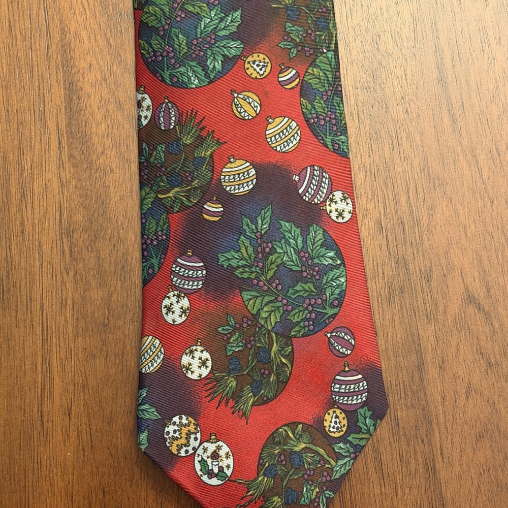 Christian Dior Vintage Festive Red and Green Men's Tie